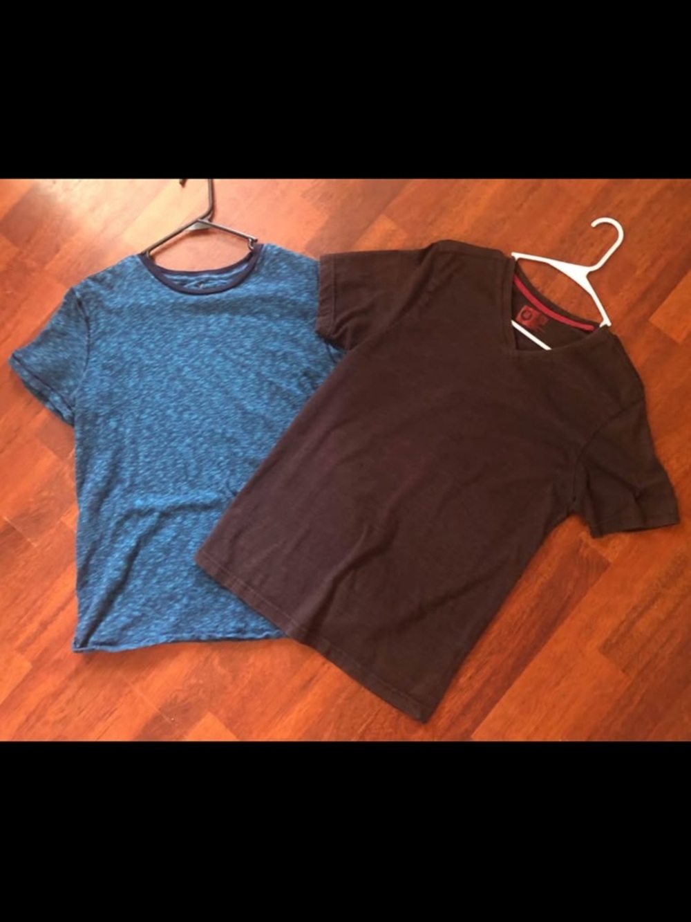 Teen Boys 2 Casual Short Sleeve Tees - Blue Heather & Dark Brown American Eagle
